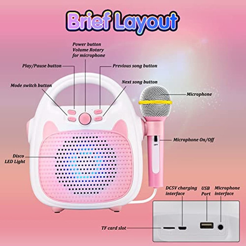 Máquina De Micrófono Para Cantar Para Niños Con Luces Parpad