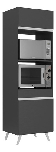 Paneleiro 63cm Para Forno E Micro Veneza Multimóveis V3679 Cor Preto/Branco