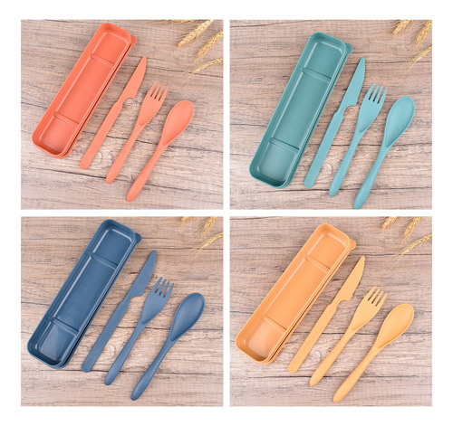 Cuchara Portátil Cuchillo Tenedor Palillos Set 4 Juegos