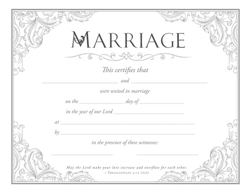 Certificado De Matrimonio (paquete De 6)  Premium, Esta...
