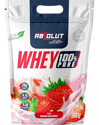 Whey Protein Concentrado 100% Pure Refil 900g Absolut Sabor Morango