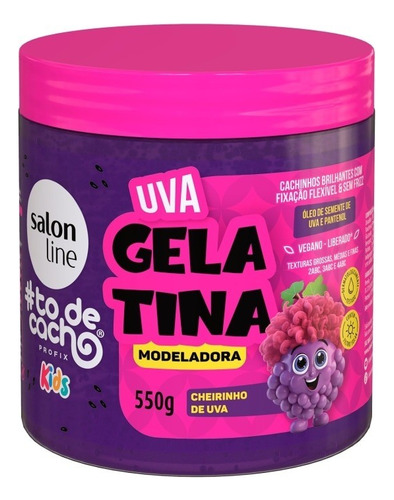 Kit 2 Cremes + 2 Gelatinas Kids Morango E Uva 1kg Salon Line