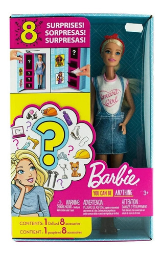 Imagen 1 de 4 de Muñeca Barbie Profesion Yo Quiero Ser, 8 Sorpresas Mattel
