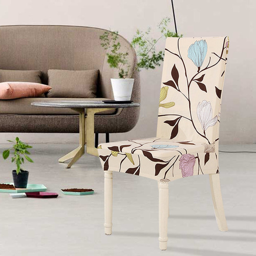 Funda De Silla Elástica Con Estampado De Poliéster Extraíble