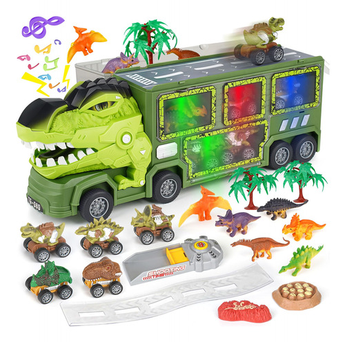 Dreamon Juguete De Camion Transportador De Dinosaurios Para