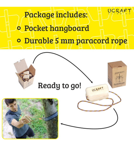 Diapasón De Escalada Ucraft De Bolsillo | Tabla De Entrenamiento De Fuerza Con Agarre De Doble Cara | Tabla Colgante De Madera Para Empuñaduras De Dominadas | Diapasón Para Entrenamiento De Pellizcos
