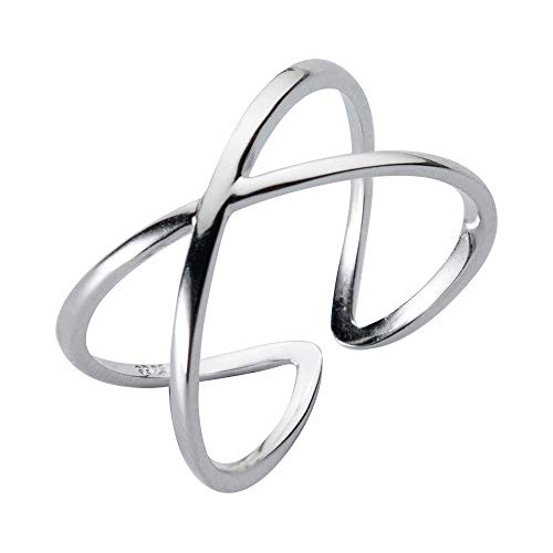 Anillos - 925 Sterling Silver Criss Cross X Open Ring Polish