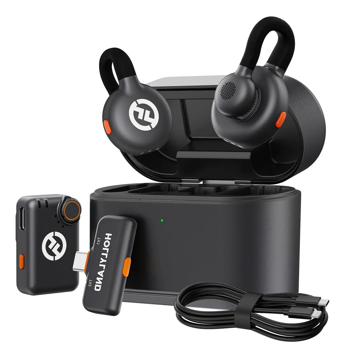 Microfone Hollyland Lark M2S Combo Wireless USB-C E Câmeras Cor Preto