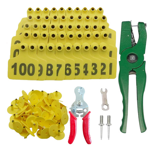 001-100 Aretes Para Cerdo Ganado Numeros Láser Con Pinza