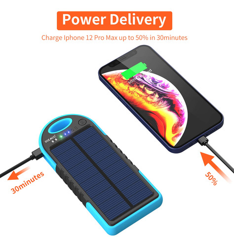 Cargador Solar Banco Energia Mah Usb Suministro Entrada Tipo