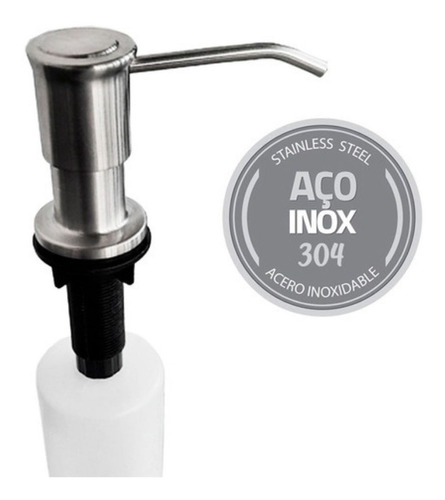 Dispenser Detergente Sabonete Líquido 500ml Embutir Inox Cor Prateado