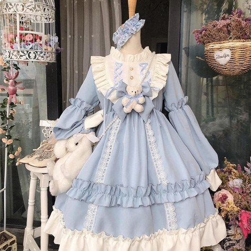 Kawaii Lolita Dress Vestido De Disfraz De Dama De Encaje Par