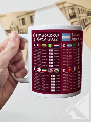 Taza Fixture Mundial Qatar 22 Primera Fase Cerámica Imp Orca