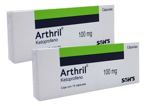 Dos Cajas De Ketoprofeno 100mg  Arthril 15 Capsulas Cu