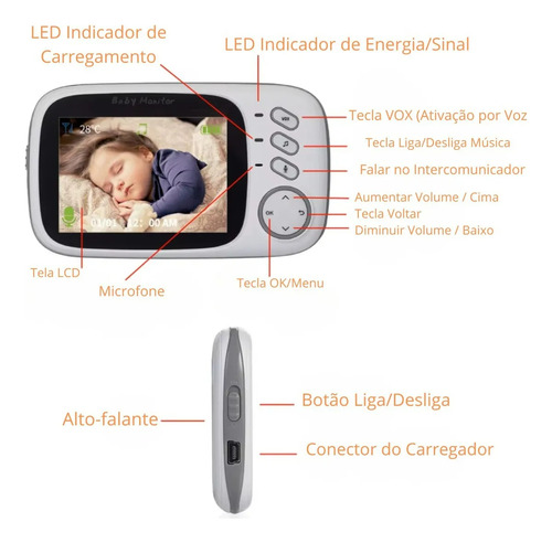 Babá Eletrônica Vb603 Sem Fio Com Câmera 110/220v Intax