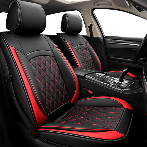 5 Estuche Para Asiento Vehiculo Cuero Negro Rojo 2 Sedan