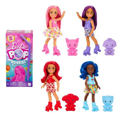 Barbie Chelsea Pop Reveal 5 Sorpresas Muñeca Frutas Mattel