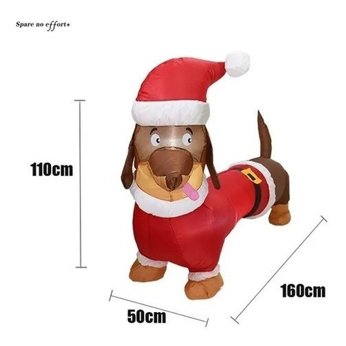 Imagen 5 de 6 de Inflable Perro Salchicha Navidad 150cm Pascuero Santa