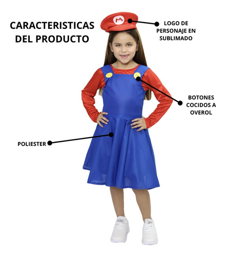 Imagen 4 de 7 de Disfraz Mario Bros Niña