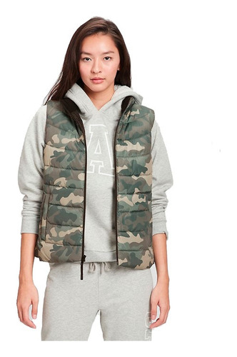 Gap Chaleco Puffer Acolchado Mujer Verde Militar Talla S Usa