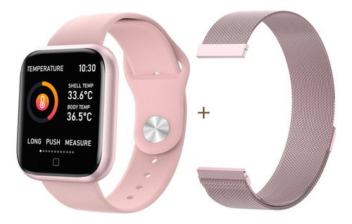 Reloj Smartwatch T80s Rose Mujer 2 Pulseras Con Nfe