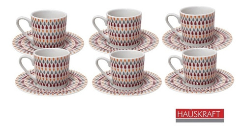 Jogo De Xícaras De Café 90ml Gotas 12 Peças Hauskraft