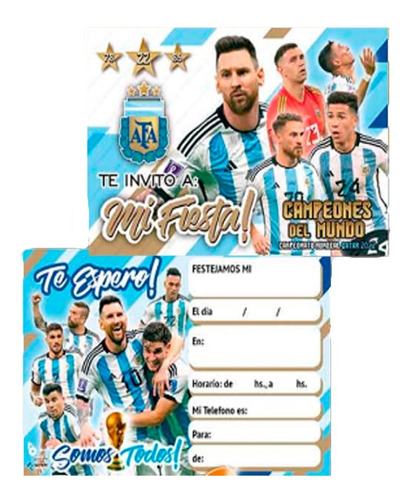 Invitación Cumpleaños Argentina Pack X 10 Producto Oficial