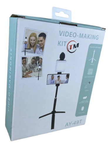 Kit Todo En Uno Para Videos Microfono + Luz + Tripode Ay-49t Color Negro