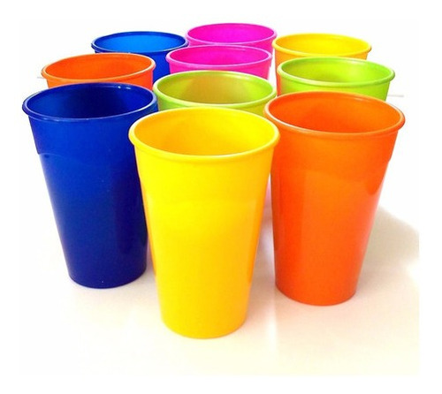 Imagem 1 de 5 de 10 Copos Plásticos Coloridos Festa Grande Lavável De 300ml
