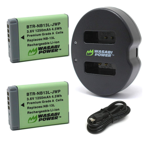 Wasabi Power Batería (paquete De 2) Cargador Dual Para Canon