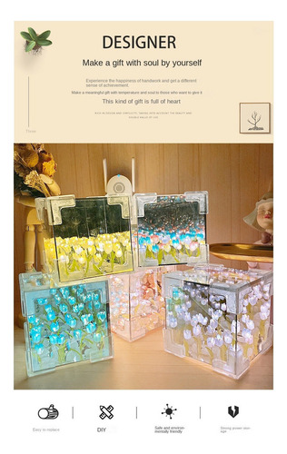 Día De La Madre Diy Tulipán Cubo Luz Espejo