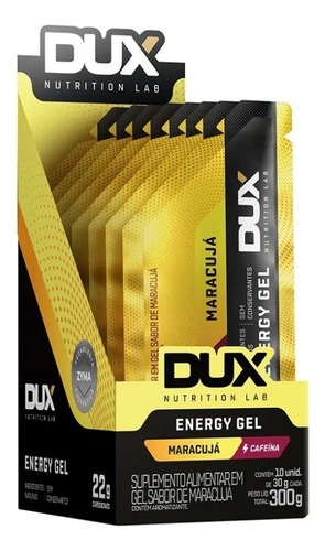 Energy Gel Display (10 Unid 30g) Sabor Maracujá C/ Cafeína Maracujá