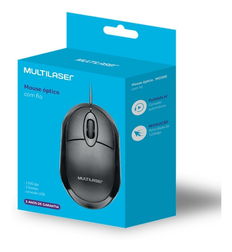 Mouse Usb Preto Classic Box Multilaser Mo300