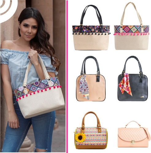Imagen 1 de 8 de Lote De 5 Bolsas Línea Oro Envio Gratis Bolsos Moda Negocio