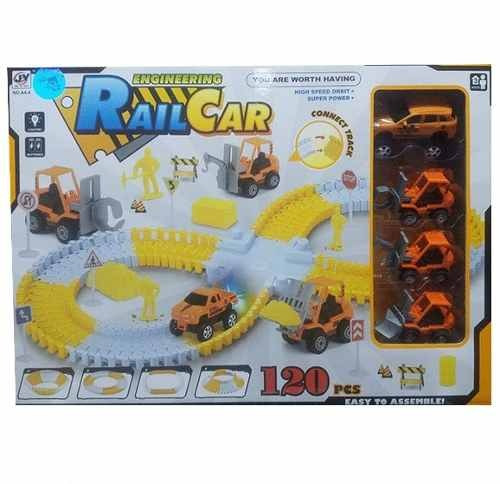 Pista Carros De Construcción  Fire Rail Car 120 Pcs Ref A4-4