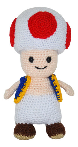 Muñeco Toad Mario Bros Tejido A Mano Amigurumi Crochet Hongo