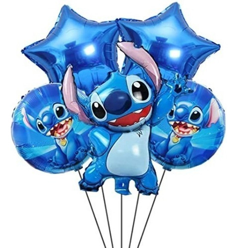 Globos Decoracion Lilo Y Stitch Azul Personaje 5 Units