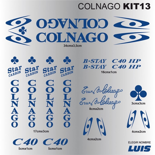 Colnago Kit13 Sticker Calcomania Para Cuadro De Bicicleta