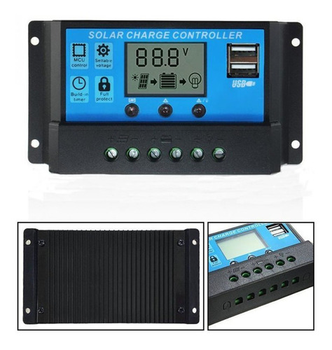 Imagem 4 de 4 de Controlador Carga Painel Solar 30a Usb 12/24v Pwm