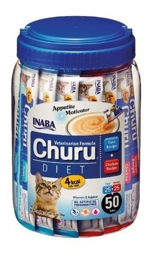 Churu Diet Inaba para gatos sabor pollo y atún frasco con 50 unidades