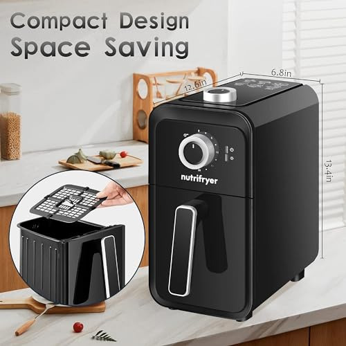 Freidora De Aire 4qt, 1400 W, Pequeña Y Compacta Con Canasta