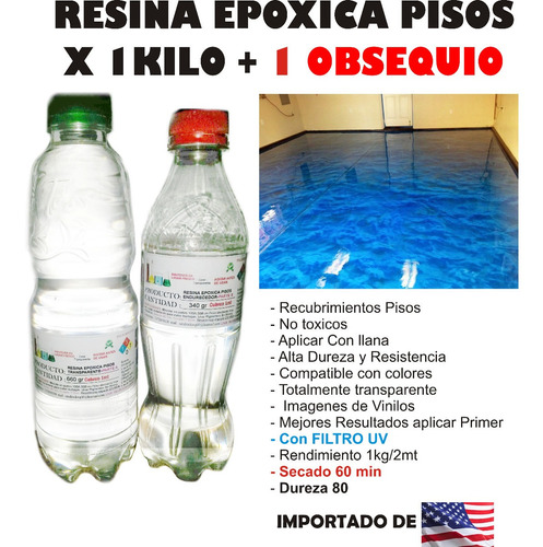 Resina Epoxica Pisos 3d Transparente X1kg Porcelanato Oferta