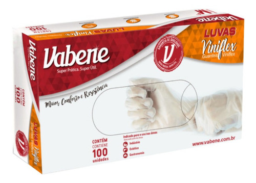 Luvas descartáveis Vabene Viniflex cor transparente tamanho M de elastômero termoplástico em kit de 10 x 100 unidades