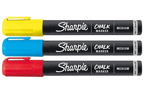 Set 3 Marcadores Sharpie De Tiza Líquida Borrable Primarios