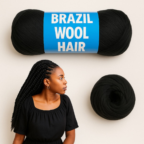 Kit 3 Rolos Fio Panamá Importado Para Tranças Box Braids 80g Preto