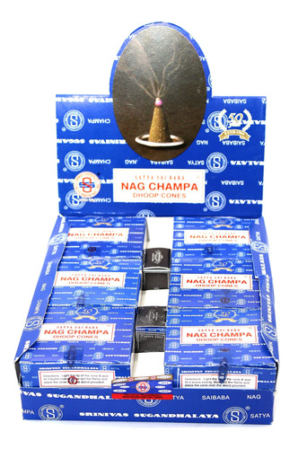 Mayoreo Incienso Premium Satya Nag Champa, 144 Conos 