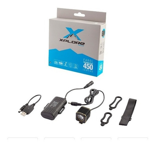 Farol De Bicicleta 1xled T6 450 Lumens Usb Com Bateria Audax