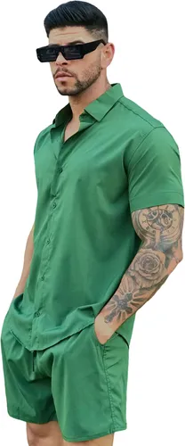 Conjunto Ver o Masculino Praia Estampado Camisa Lisa Viscose