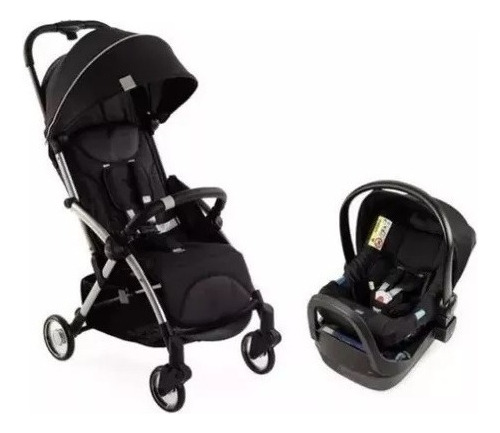 Cochecito Goody Plus Pro Black + Butaca Kaily Travel System Color Graphite Chasis Plateado