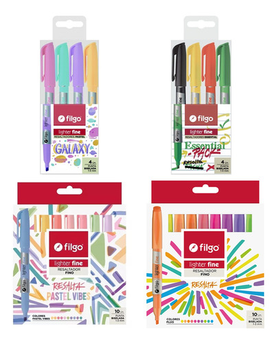 Set X 28 Resaltadores Filgo Fine Variedad De Colores